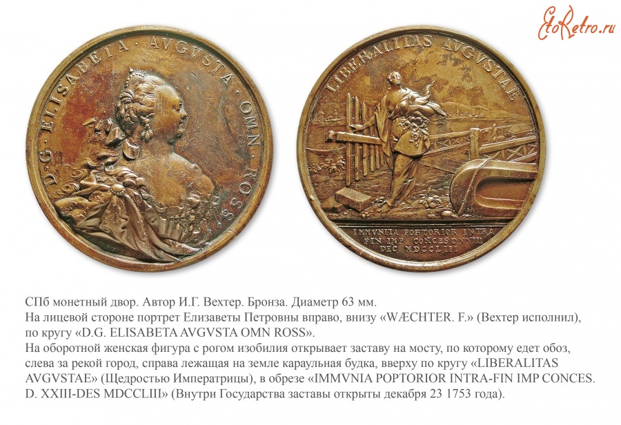 Медали, ордена, значки - Памятная медаль «Отмена таможенных пошлин» (1753 год)