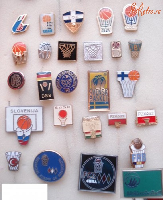 Медали, ордена, значки - Набор знаков федераций и клубов по баскетболу