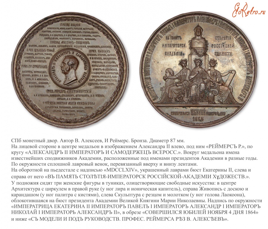 Медали, ордена, значки - Настольная медаль «В память 100-летия Императорской Академии Художеств»