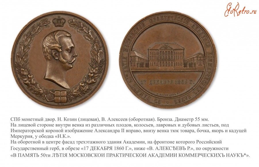 Медали, ордена, значки - Медаль «В память 50-летия Московской практической академии коммерческих наук»