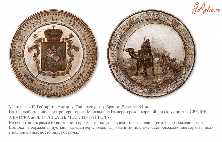 Медали, ордена, значки - Медаль Среднеазиатской выставки 1891 года в Москве