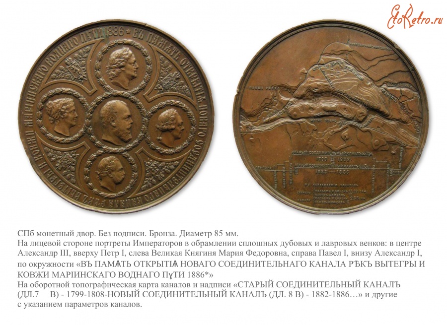 Медали, ордена, значки - Медаль «В память открытия Ново Мариинского канала»