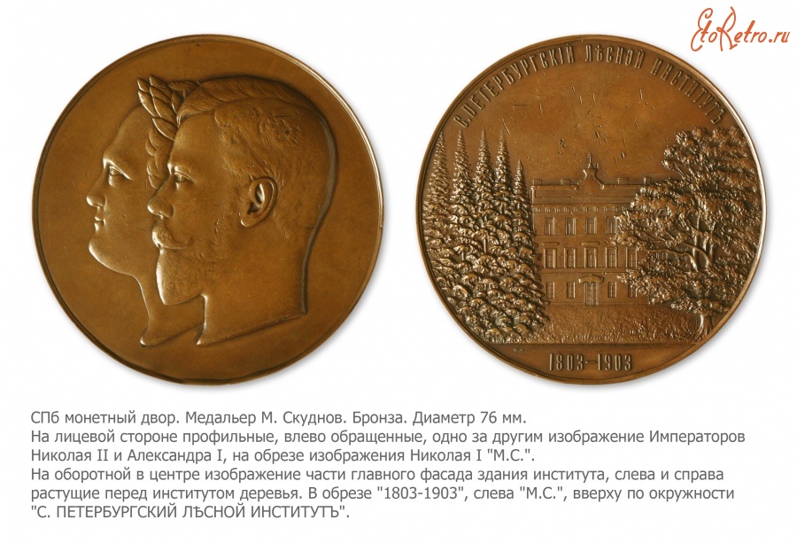 Медали, ордена, значки - Медаль «В память 100-летия Лесного Института в Санкт-Петербурге»