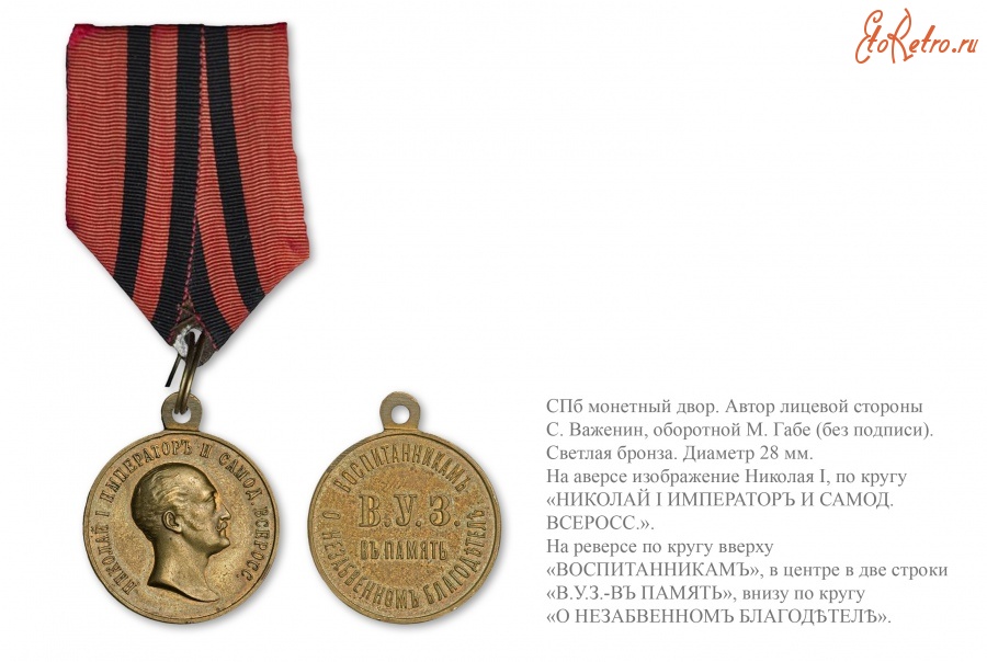 Медали, ордена, значки - Медаль «В память Императора Николая I» для бывших воспитанников военно-учебных заведений