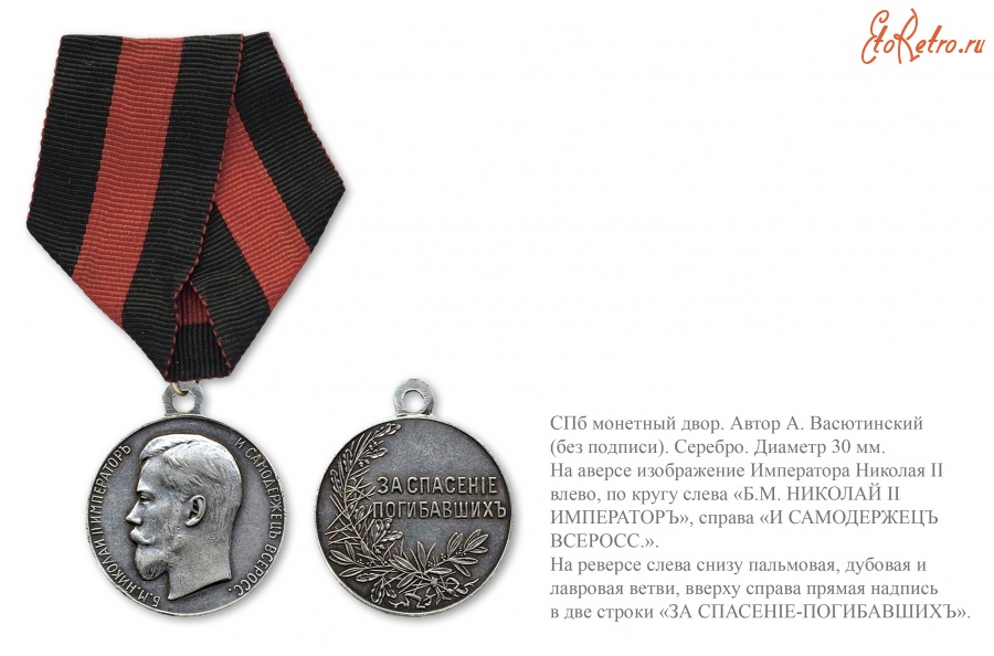 Медали, ордена, значки - Медаль «За спасение погибавших»