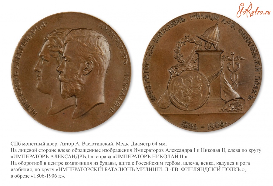 Медали, ордена, значки - Медаль в память 100-летия Лейб-Гвардии Финляндского полка