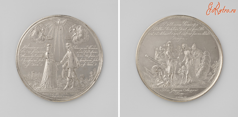 Медали, ордена, значки - Медаль Вильгельм II Оранский и Мария Стюарт