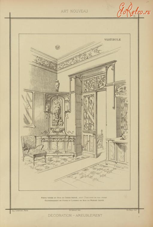Предметы быта - Дизайн интерьера. Франция, 1800-1899. Прихожие, вестибюли, модерн