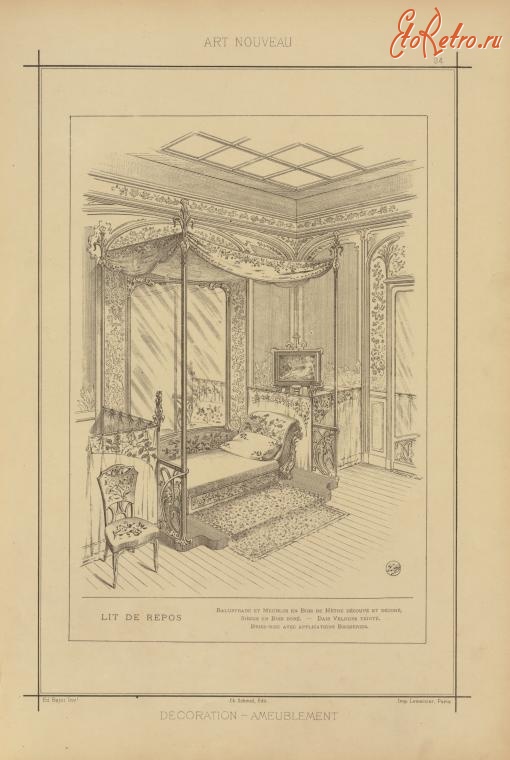 Предметы быта - Дизайн интерьера. Франция, 1800-1899. Спальные комнаты