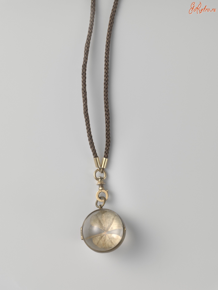 Драгоценности, ювелирные изделия - Ожерелье с плетёным шнурком и стеклянным  кулоном