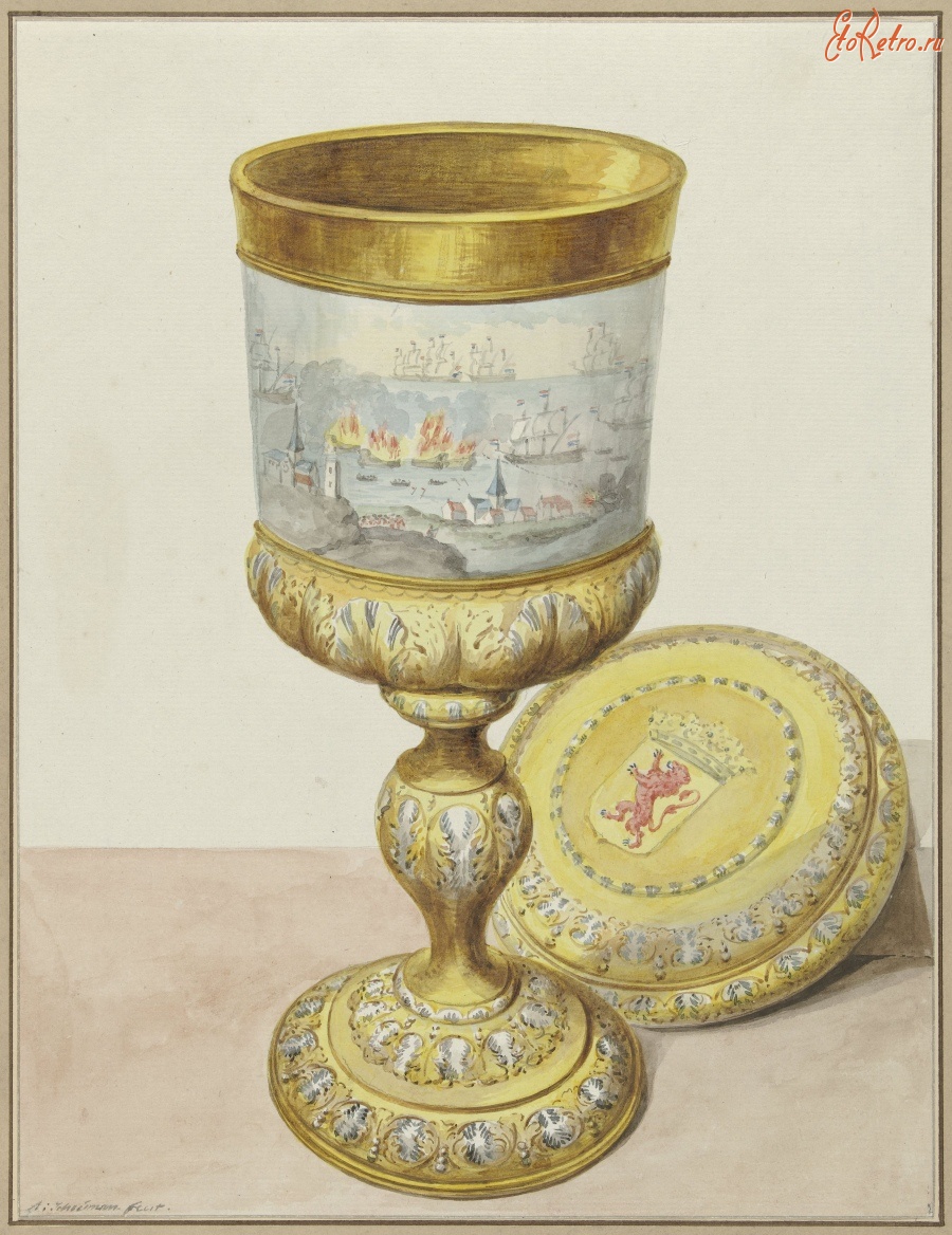 Драгоценности, ювелирные изделия - Золотой кубок с крышкой Корнелиса де Витта