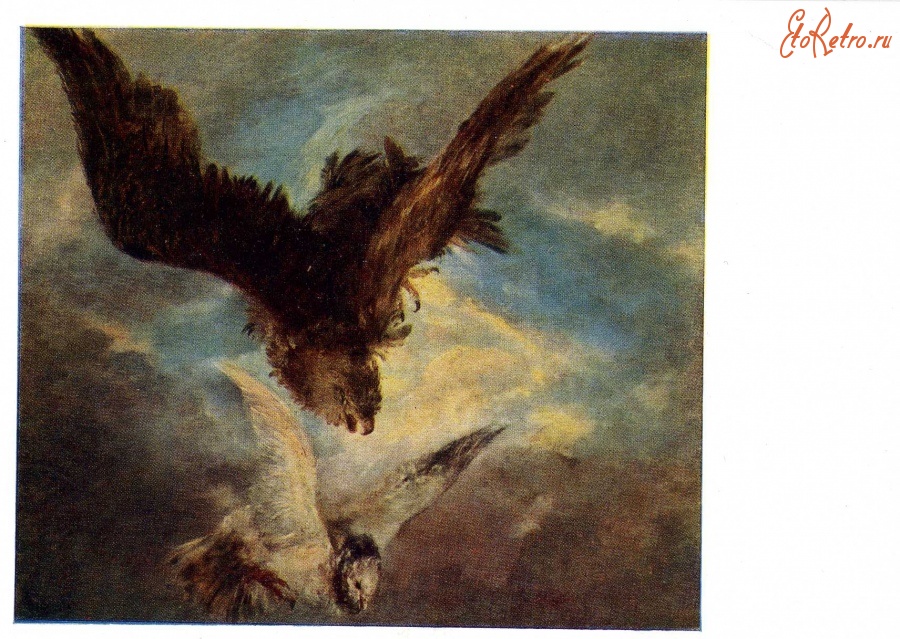 Картины - А.Менцель. Сокол, преследующий голубя.