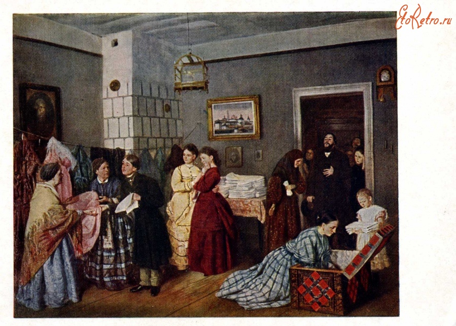 Картины - В. В. Пукирев (1832 - 1890). Прием приданого по росписи. 1873 г.