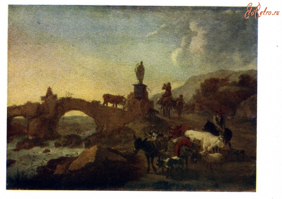Картины - К. П. Берхем (1620 - 1983). Итальянский пейзаж с мостиком.