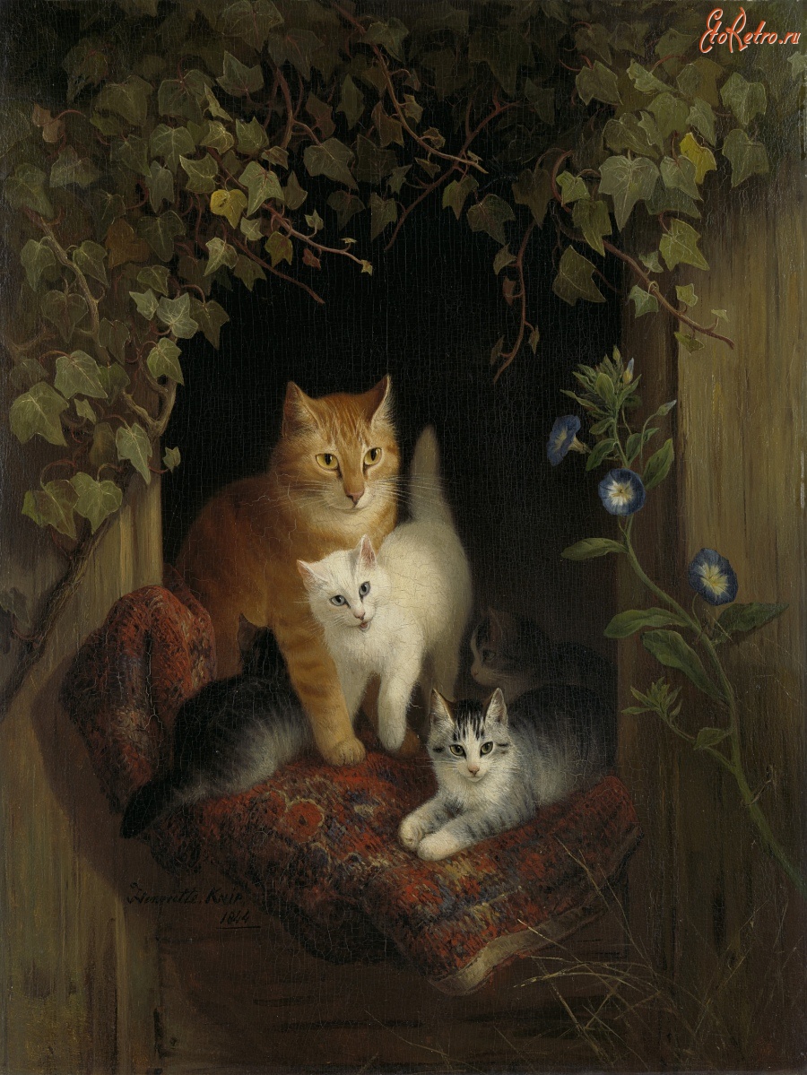 Картины - Кошка с котятами, 1844