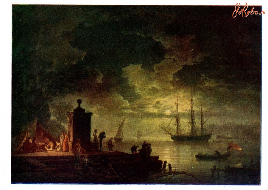 Картины - Клод Жозеф Верне (1714 - 1789). Вид в окрестностях Читта Нуова в Иллирии при лунном освещении.