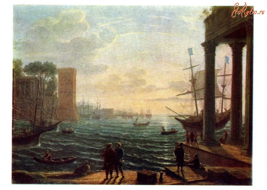 Картины - Клод Лоррен (1600 - 1682). Вечер в гавани.