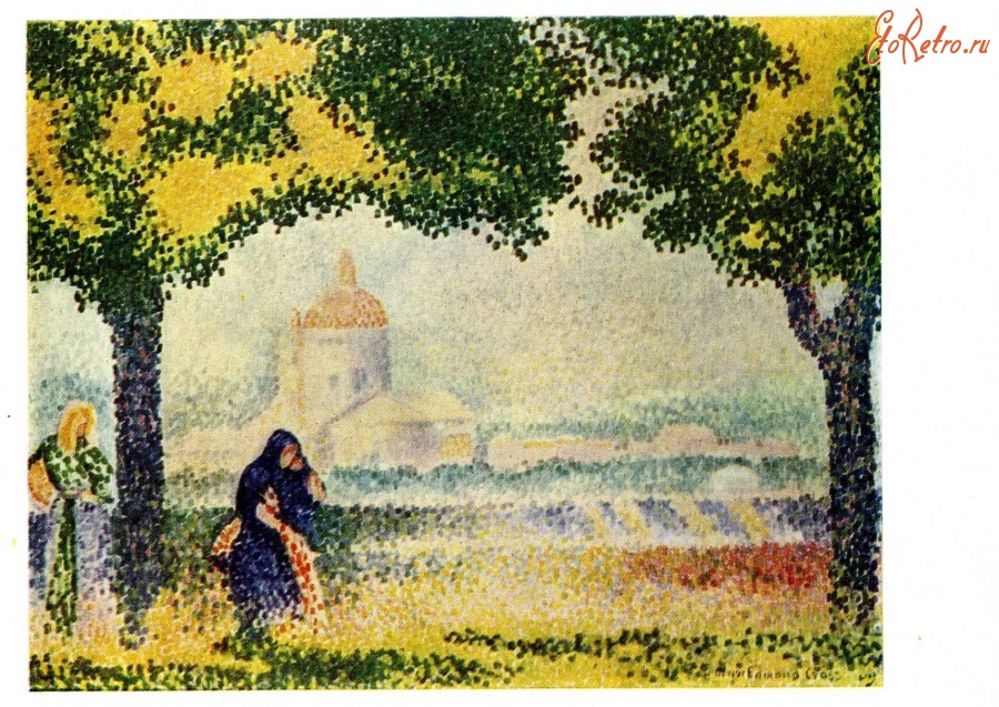 Картины - Анри Эдмон Кросс (1856 - 1910). Вид на церковь Санта - Мария дельи Анжели близ Ассизи.