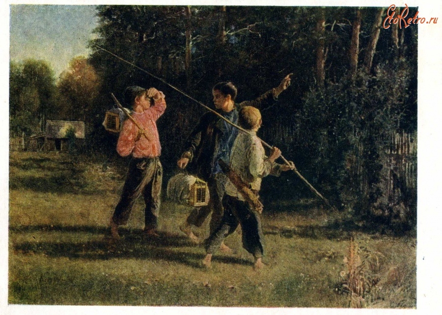 Картины - А. И. Корзухин (1835 - 1894). Птичьи враги (1887 г.).