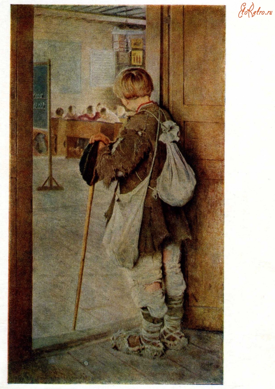 Картины - Н. П. Богданов - Бельский (1868 - 1943). У дверей школы. 1897 г.