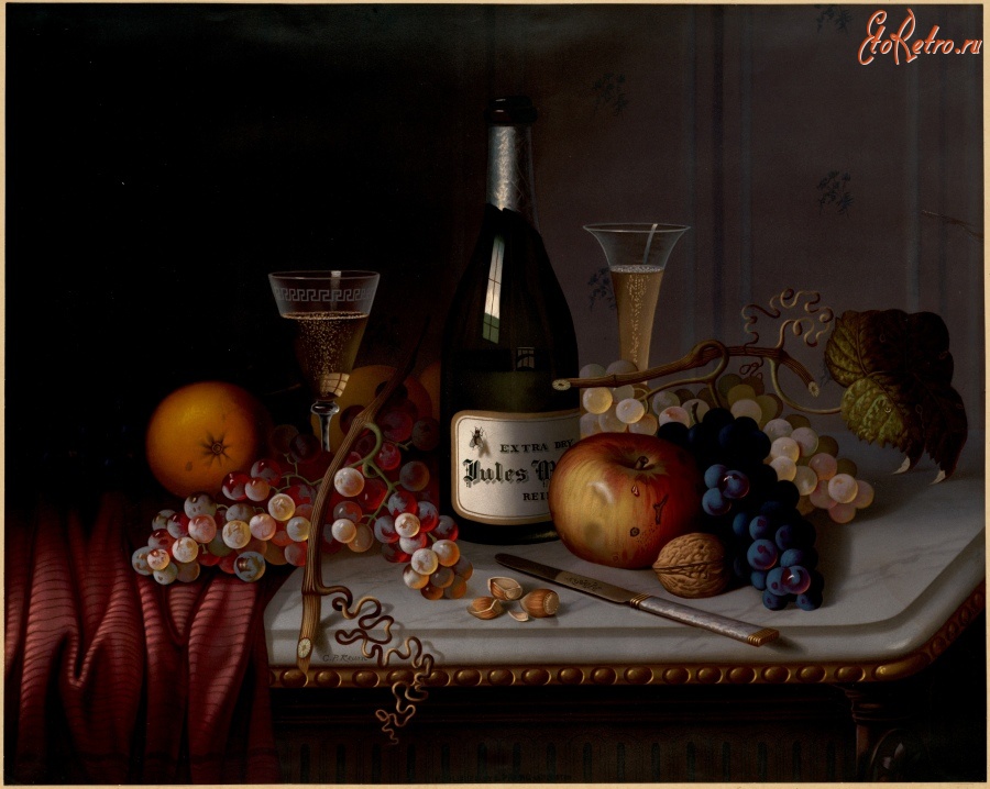 Картины - Натюрморт с вином и фруктами