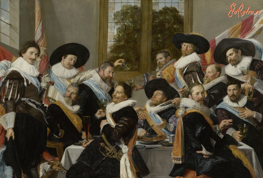 Картины - Музей Франса Хальса в Гарлеме.  Банкет офицеров роты св. Адриана, 1627