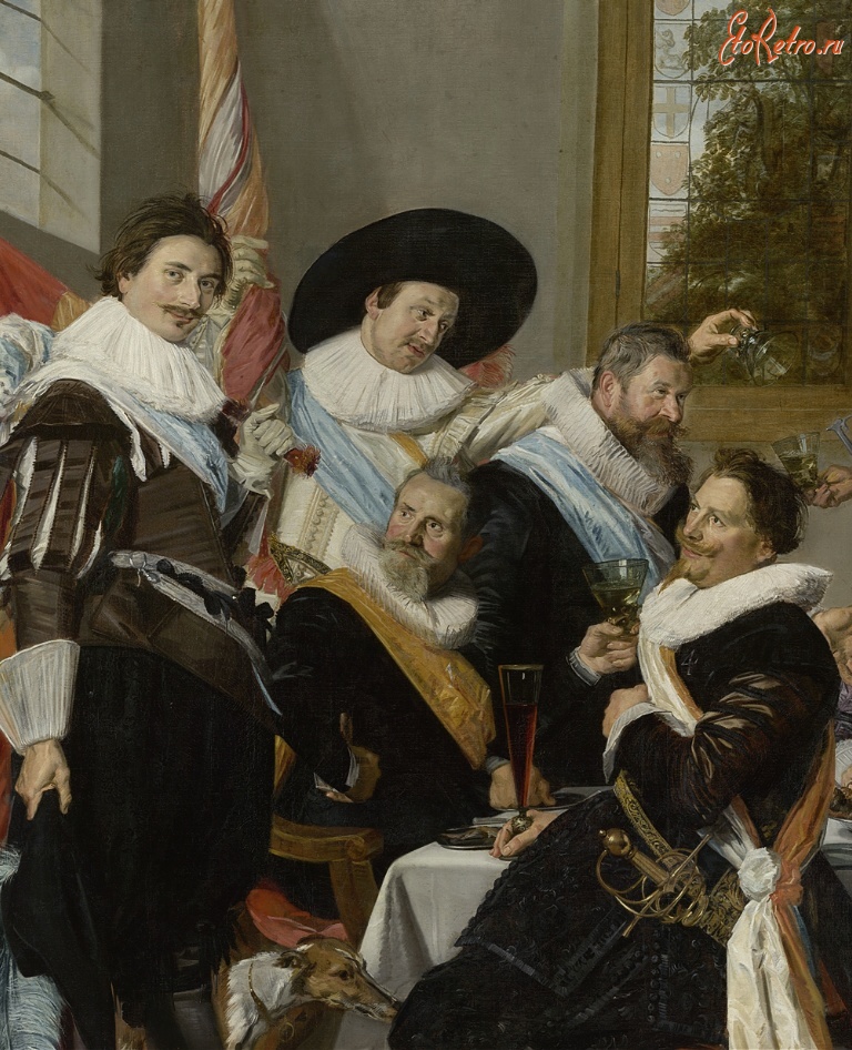 Картины - Музей Франса Хальса в Гарлеме.  Банкет офицеров роты св. Адриана.  Фрагмент. 1627