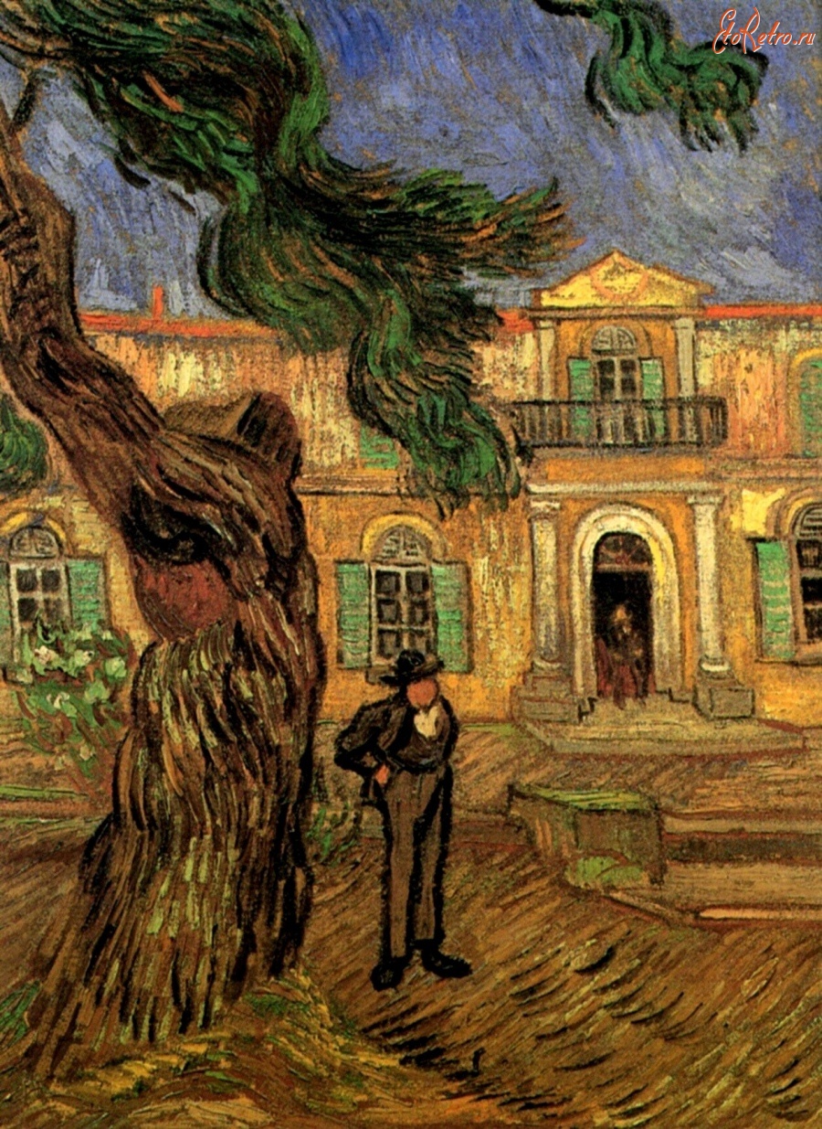 Картины - Дерево и мужчина.  Приют Сен-Поль в Сен-Реми