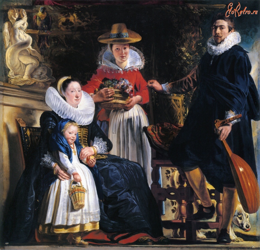 Картины - Якоб Йорданс. Автопортрет в семейном кругу, 1621
