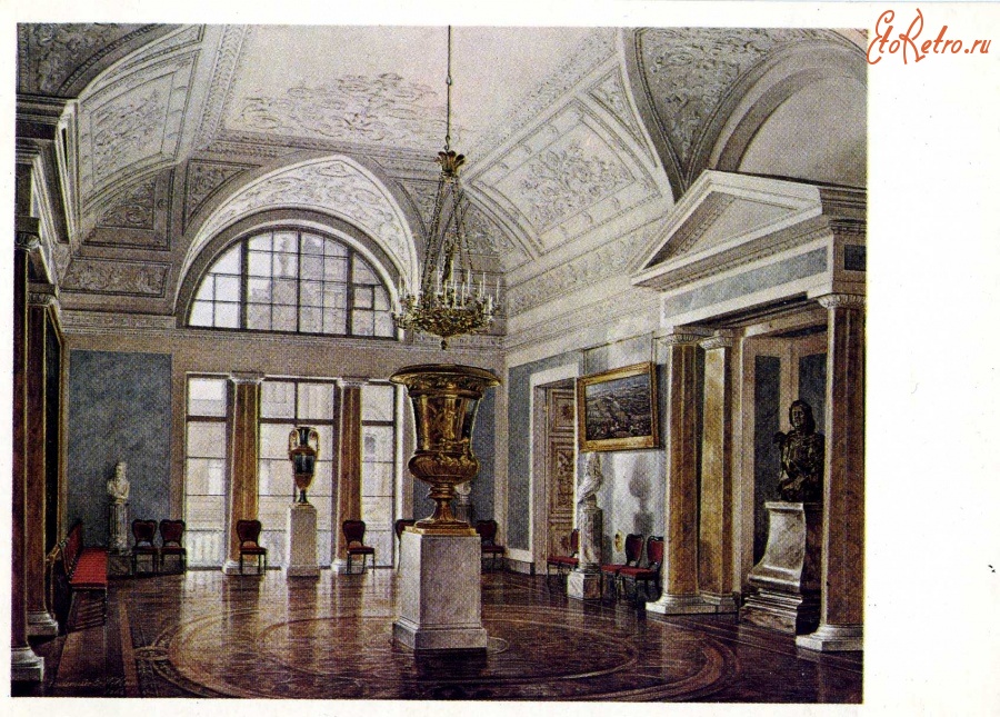Картины - Э. Гау ( 1807 - 1887 ). Зимний дворец. Аполлонов зал. 1862.