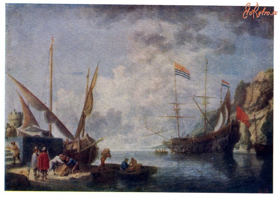 Картины - Д. Тенирс (1610 - 1690). Приморская гавань.