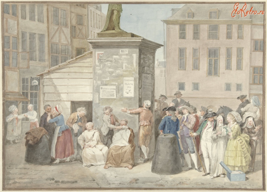 Картины - Площадь с монахами и монахинями во время революции в Бельгии