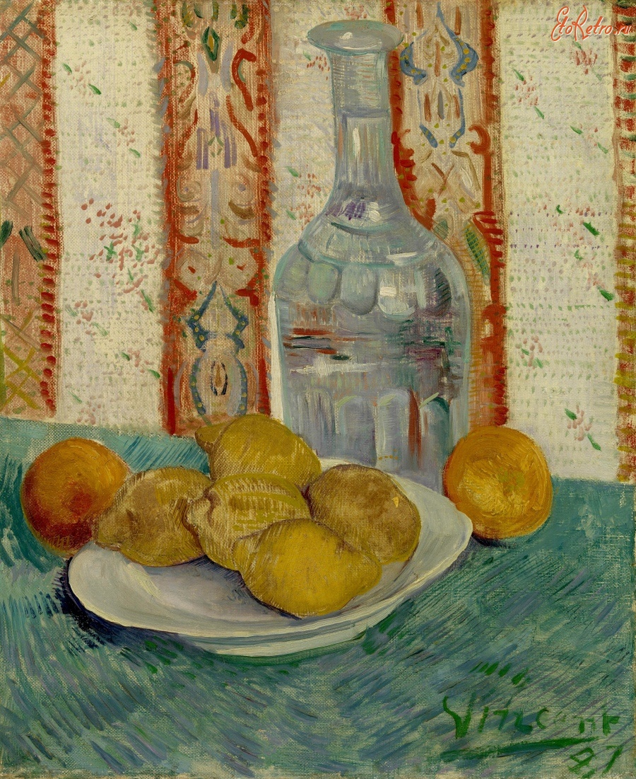 Картины - Винсент Ван Гог. Графин и блюдо с лимонами и апельсинами