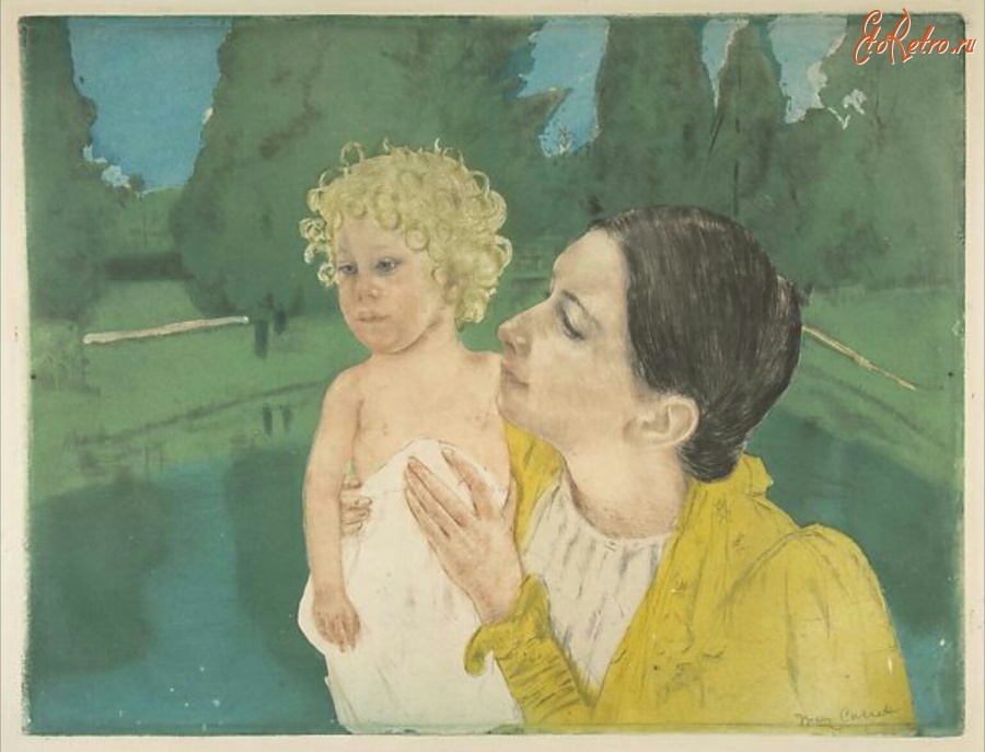 Картины - Мэри Кассат. Мать и дитя. У пруда