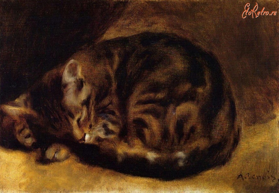 Картины - Огюст Ренуар. Спящая кошка