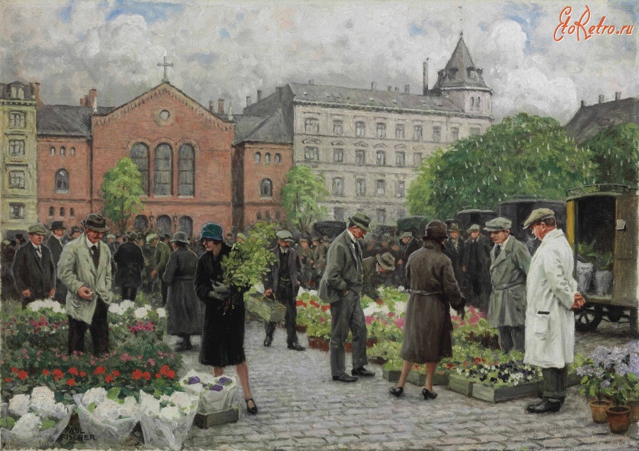 Картины - Картина.  Поль- Густав Фішер.  На ринку з квітами.