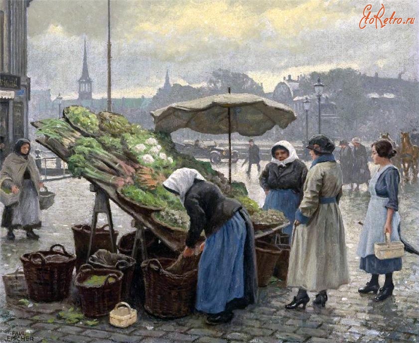 Картины - Картина.  Поль- Густав Фішер.  Торгівля овощами.