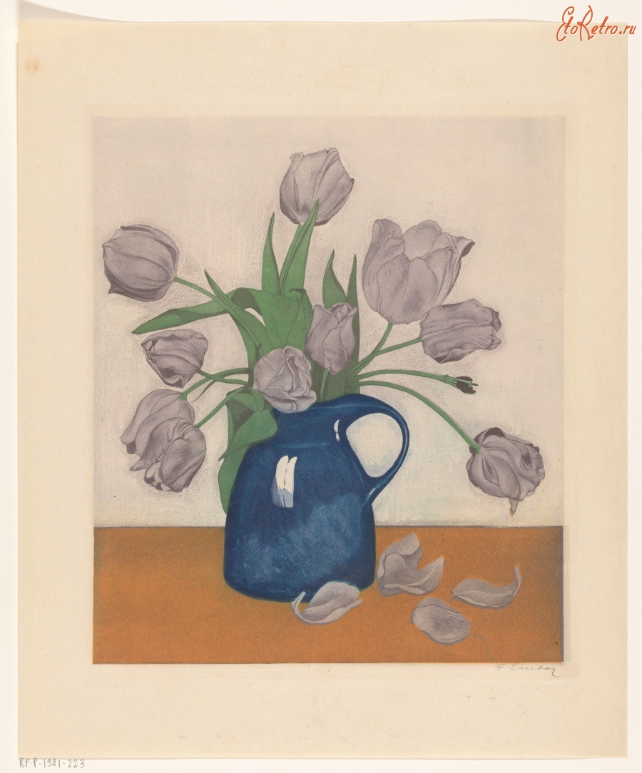 Картины - Тюльпаны в голубом кувшине