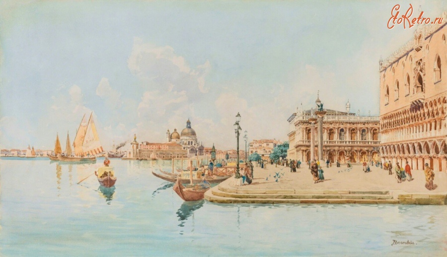 Картины - Лодки перед Дворцом Дожей в Венеции