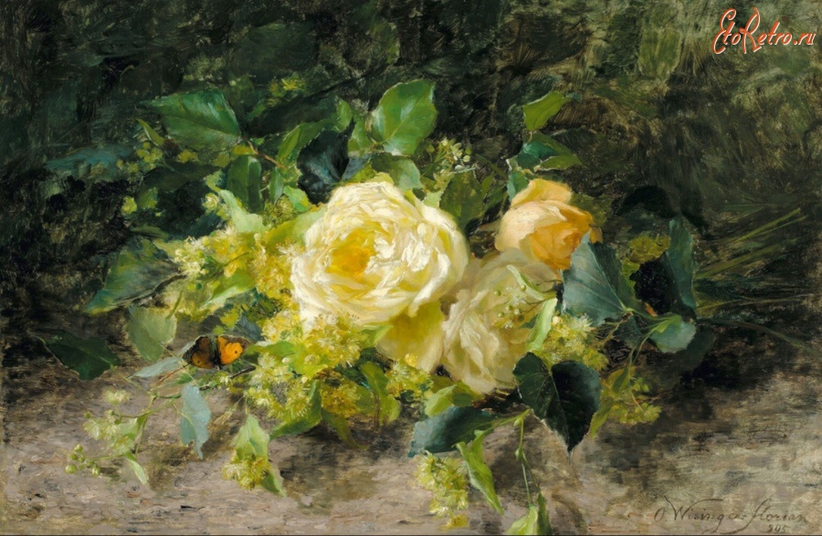 Картины - Жёлтые розы и липовый цвет