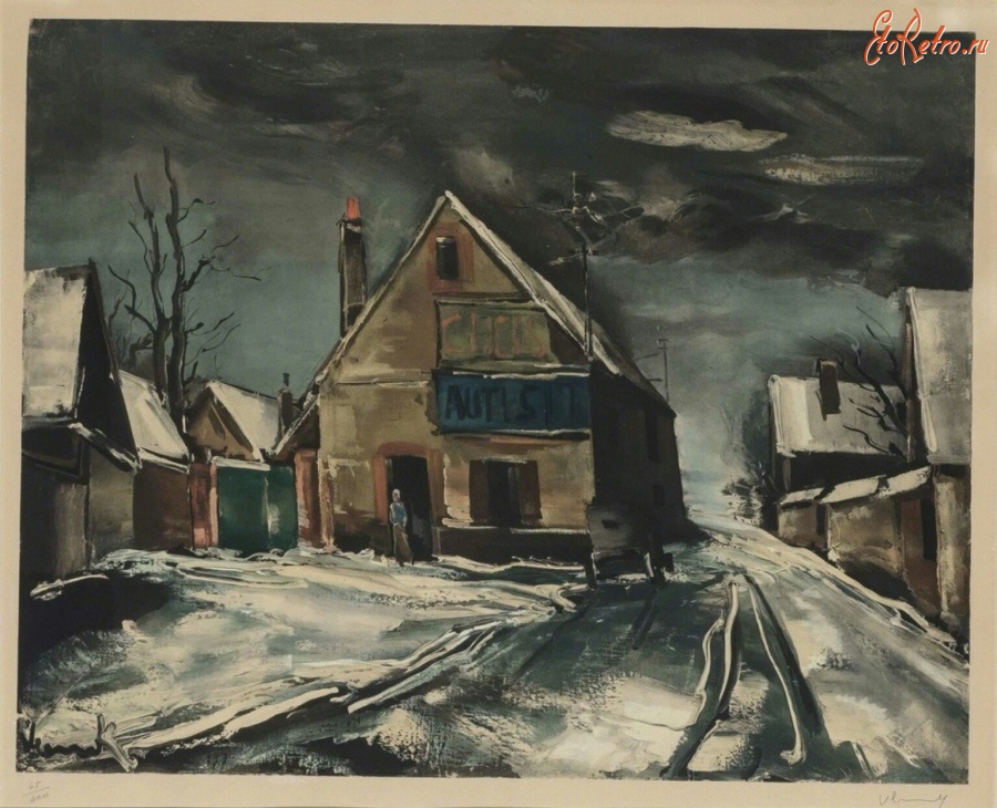 Картины - Деревенская улица зимой