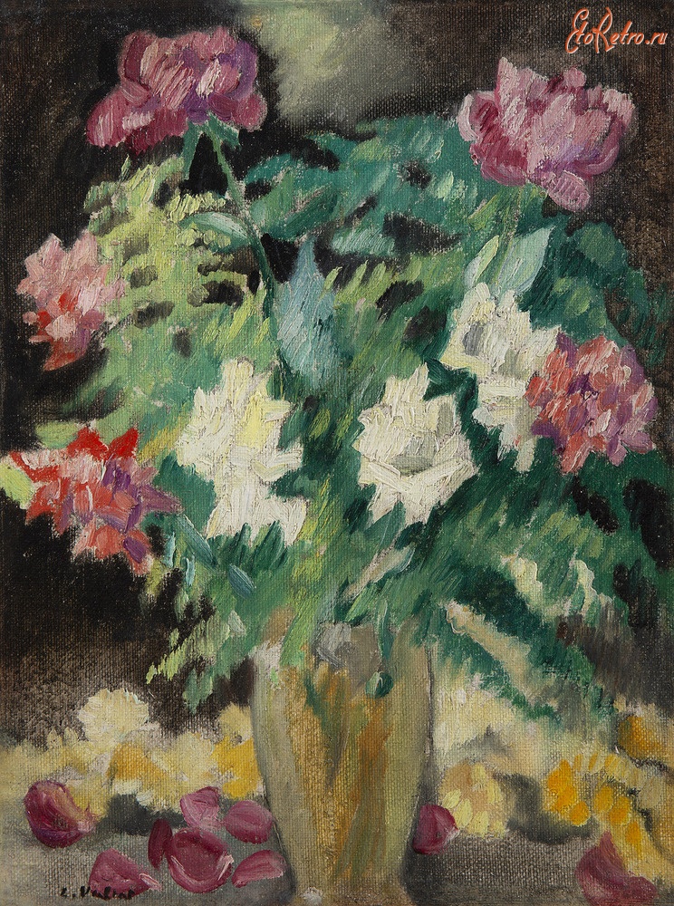 Картины - Хрустальная ваза и букет роз