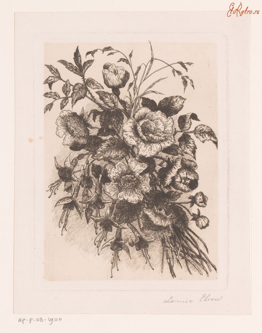 Картины - Натюрморт с розами и фуксией