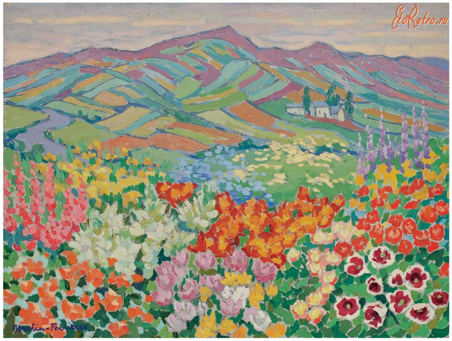Картины - Жак Мартен-Ферье, Пейзаж с цветами в Северной Англии