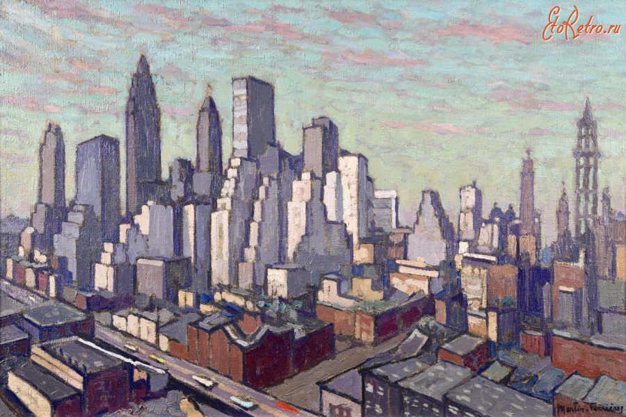 Картины - Жак Мартен-Ферье, Вид Нью-Йорка на Манхэттен