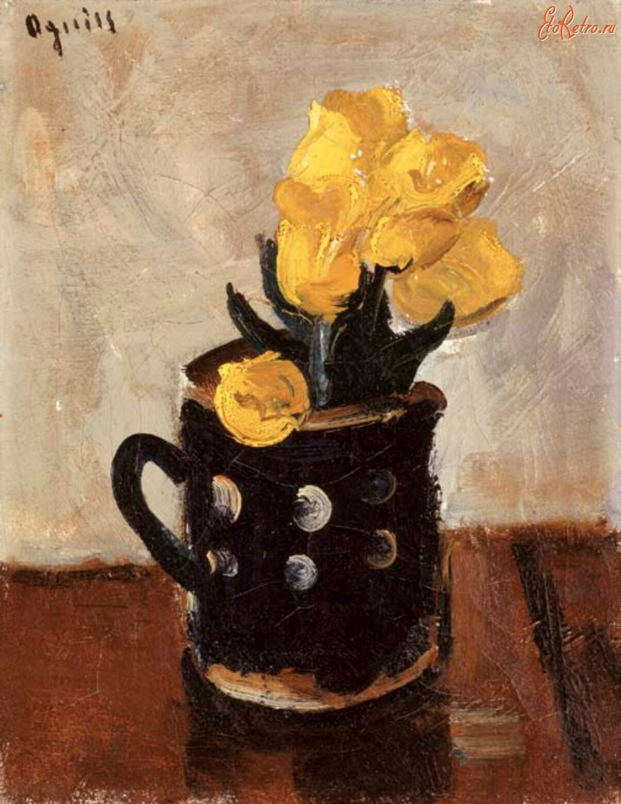 Картины - Таканори Огисс, Жёлтые тюльпаны в вазе