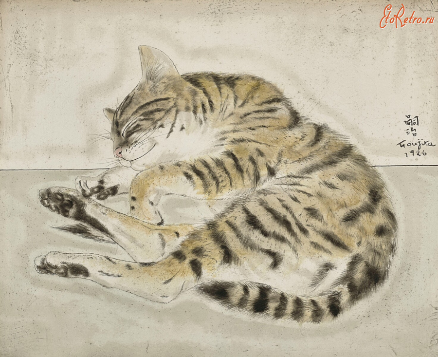 Картины - Леонард Цугухару Фудзита, Спящий кот