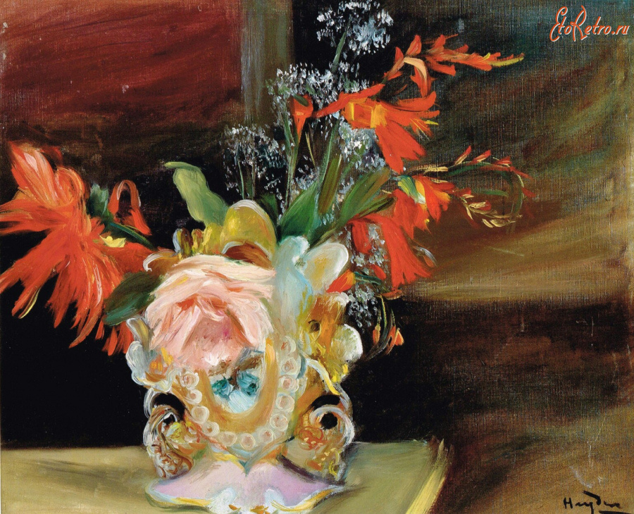 Картины - Генри Хейден, Букет цветов в фарфоровой вазе