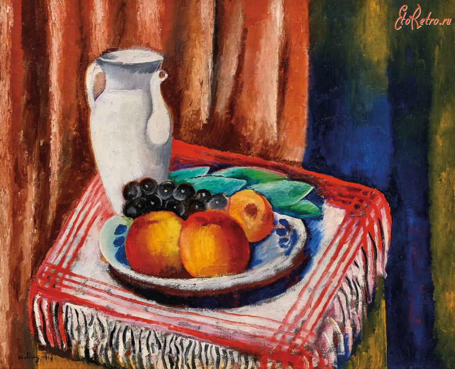 Картины - Моше Кислинг, Натюрморт с белым кувшином и фруктами