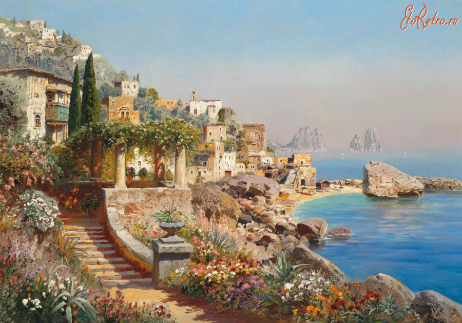Картины - Алоиз Арнеггер, Вилла на берегу, Капри